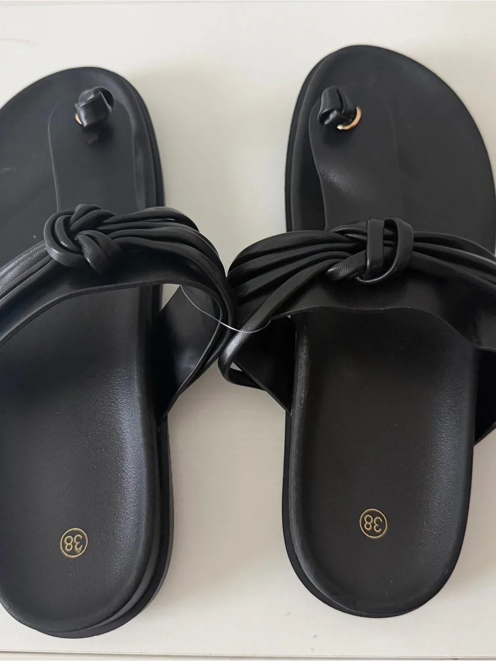 No Boundaries Black Knotted Toe-Loop Sandals